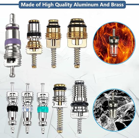 134pcs Car Air Conditioner Valve Core Kit R12 R134a A/C Schrader Valve Core