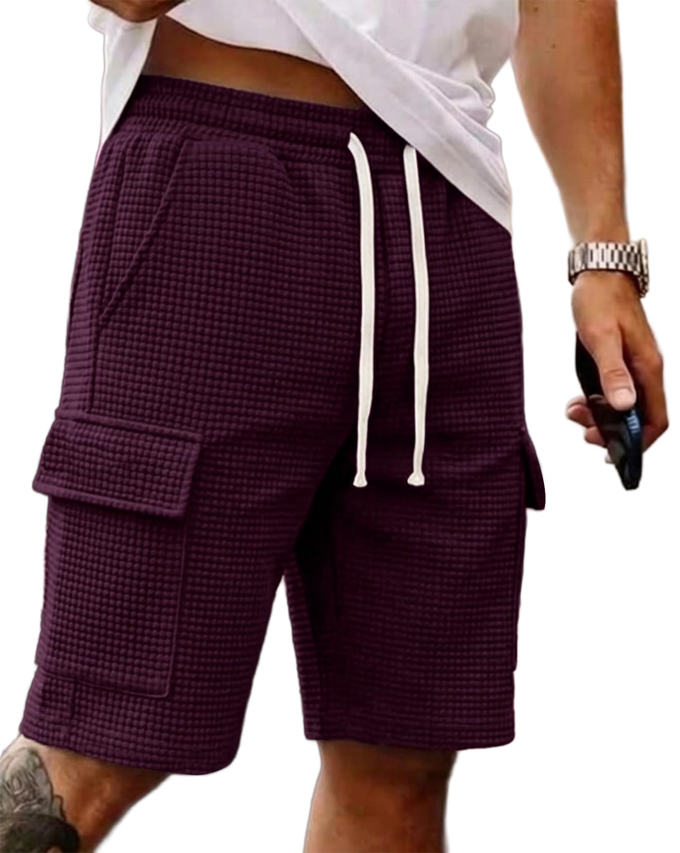 enitor Men Solid Drawstring Waist Casual Knee Length Boxers |Solid Men Beige Basic Boxers.-picture-35