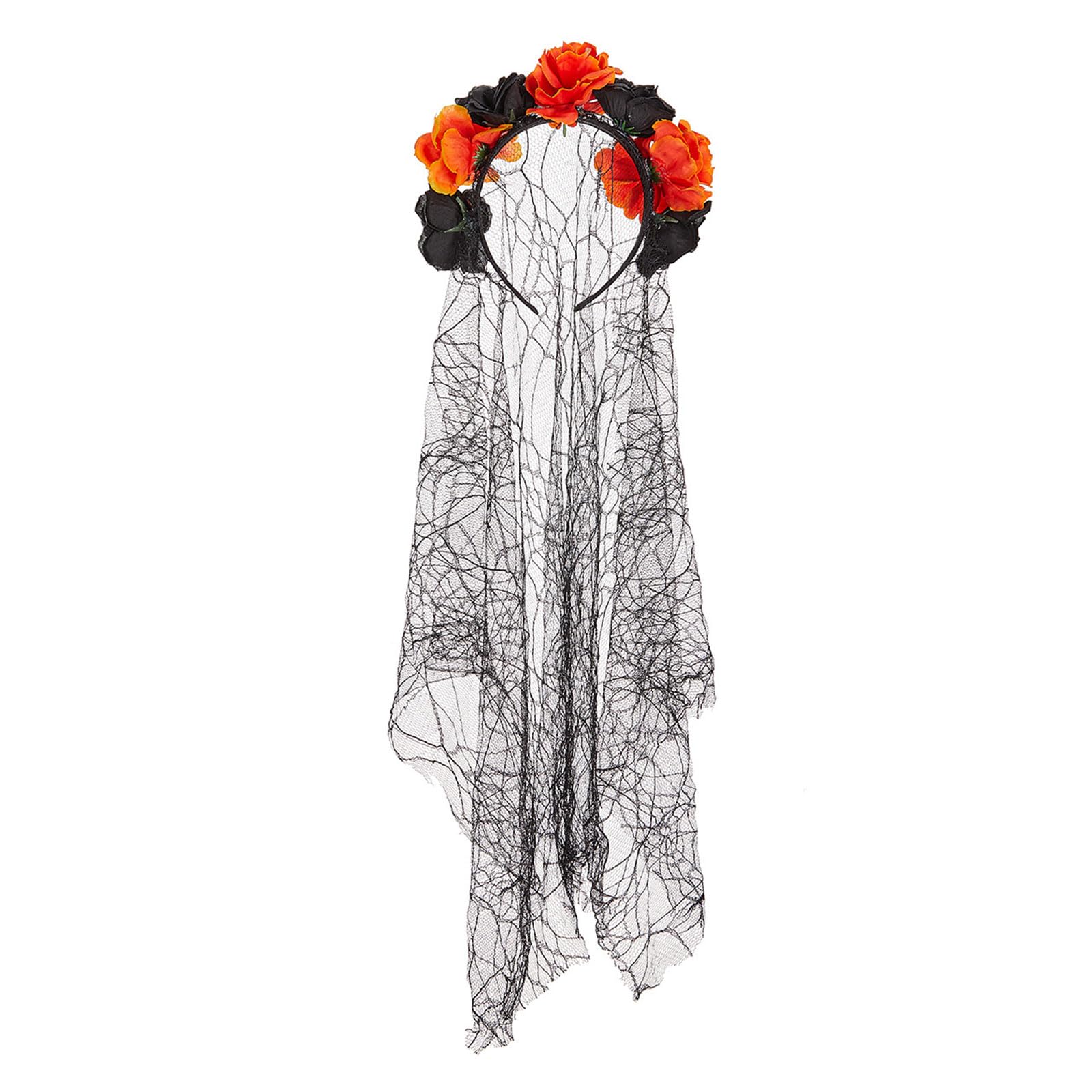 Tsophreniq Artifical Rose Hairband with Black Headdress Halloween Party Rose Headpiece Hair Accessory for Costume Dress Up Halloween Hair Decoration