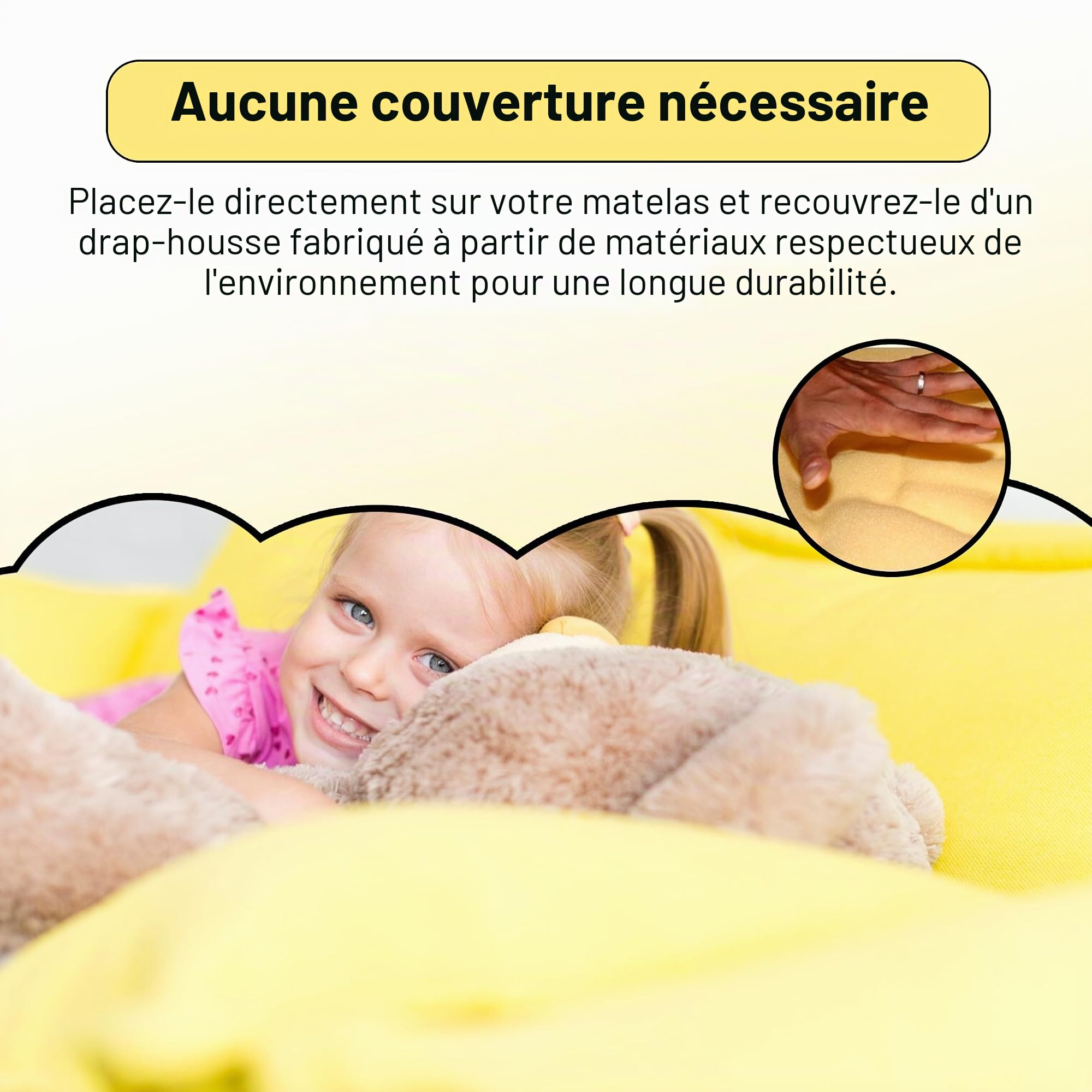 Surmatelas 70x140 | Surmatelas à Mémoire de Forme sans Housse | Soutien Ergonomique de Qualité Supérieure | sur-Matelas Moelleux et Respirant – 4 cm d’Épaisseur