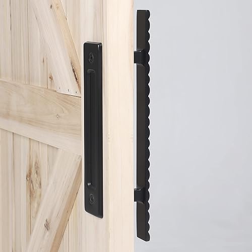 Miniatura 4 de Juego de manijas de puerta corrediza de granero de latón macizo, diseño de dos lados de alta resistencia de 12 pulgadas, para puertas correderas de