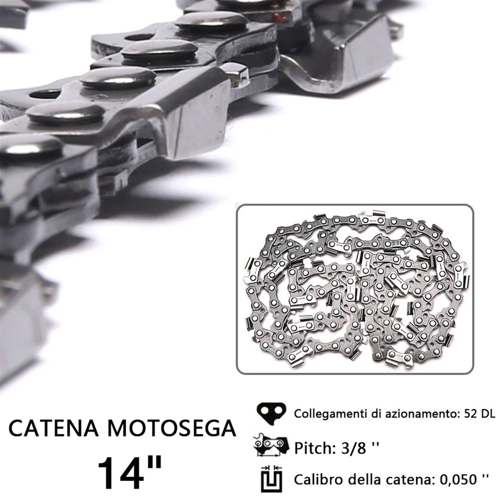 Cadena de Motosierra de 16 Pulgadas, Cadena de Motosierra, Cadena 14 a 16 Pulgadas Repuesto for eléctrica(14inch)