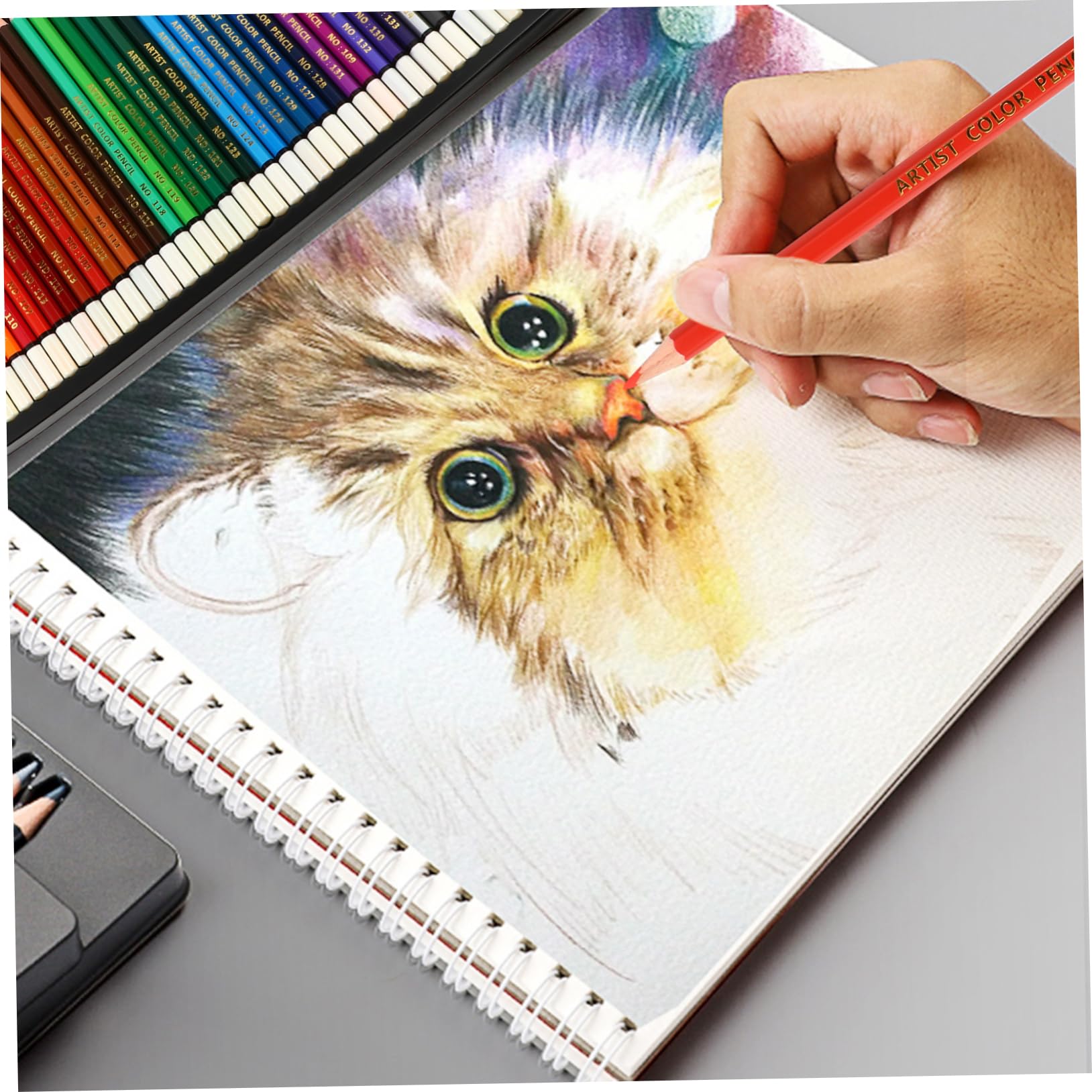 Crayons de Couleur à L'Huile 120 Couleurs, Coffret en Bois Blanc