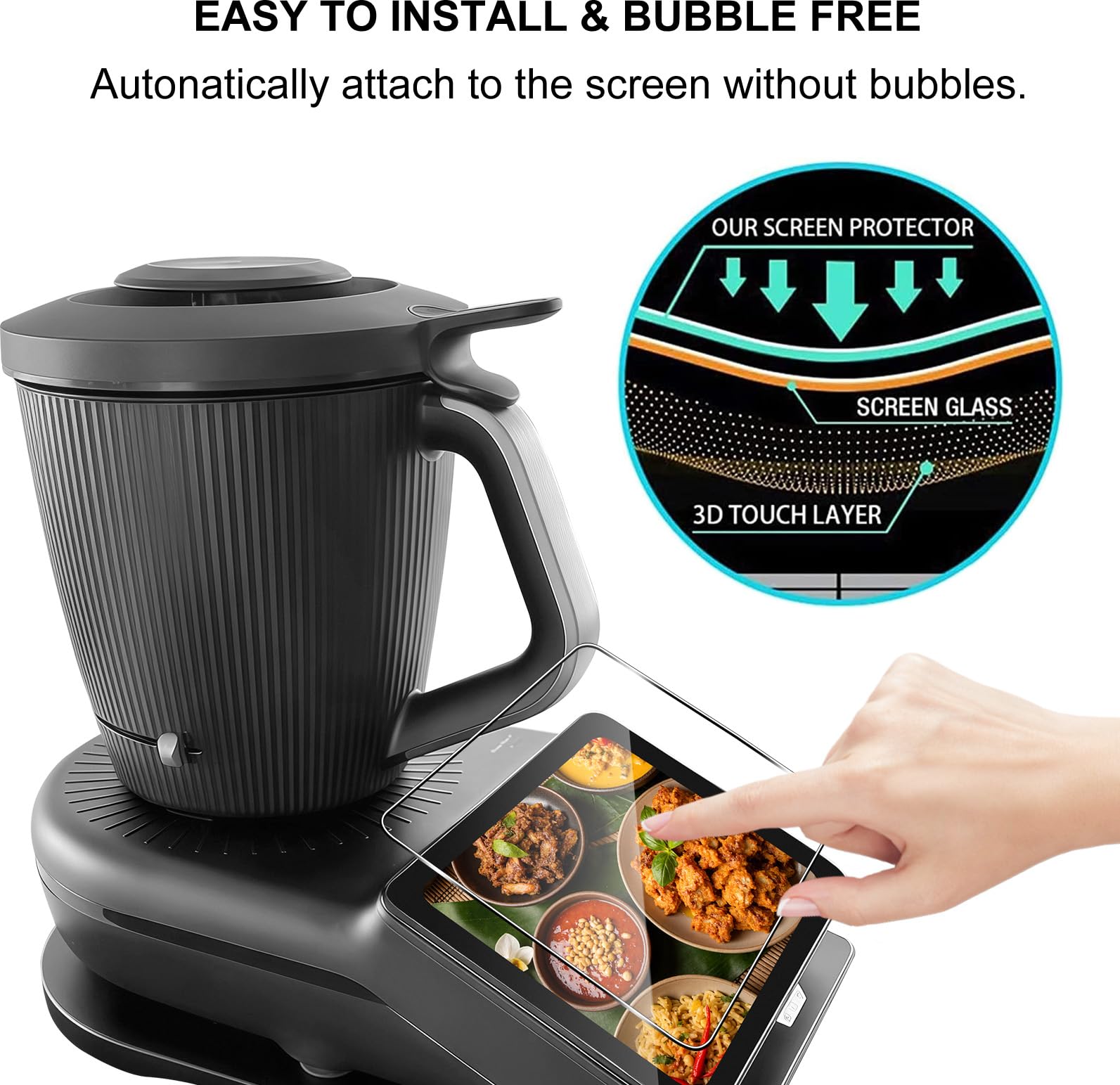 Lutree Verre Trempé pour Vorwerk Thermomix TM7, 2 Pièces 9H Dureté HD Protecteurs d'écran, Anti-Rayures Sans Bulles Film Vitre Trempé Protection écran - 5