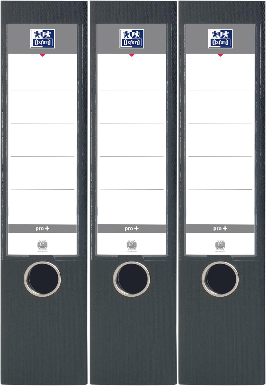 Oxford Pack of 3 Lever Arch Files A4 XL 80 mm 2 Rings Capacity 750 Sheets Polypropylene Cover Black