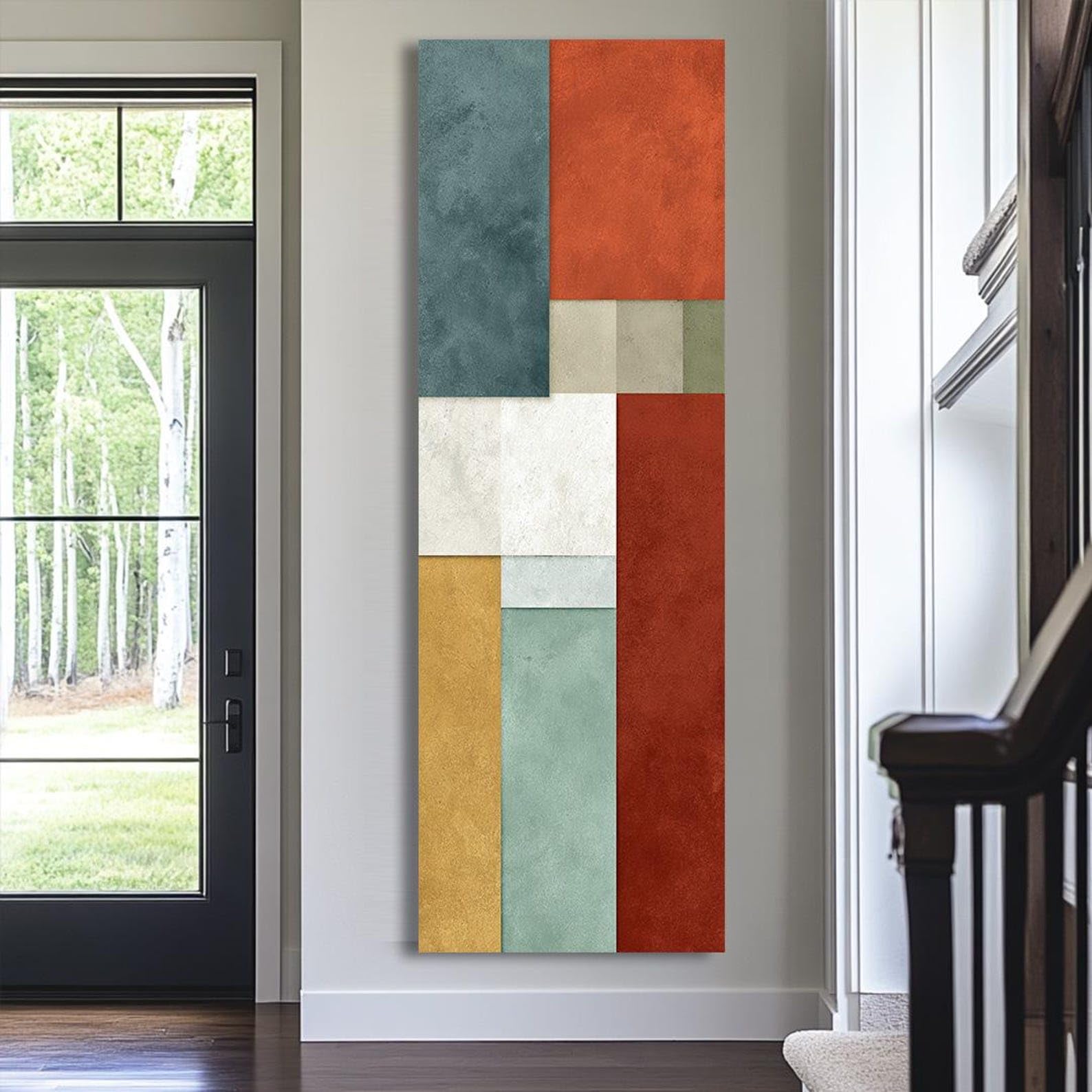 XBTYKPB Cuadro vertical contemporáneo de gran formato, lienzo alto y estrecho para comedor, sala de estar o dormitorio. Obra de arte alargada y estrecha (50 x 150 cm/sin marco).