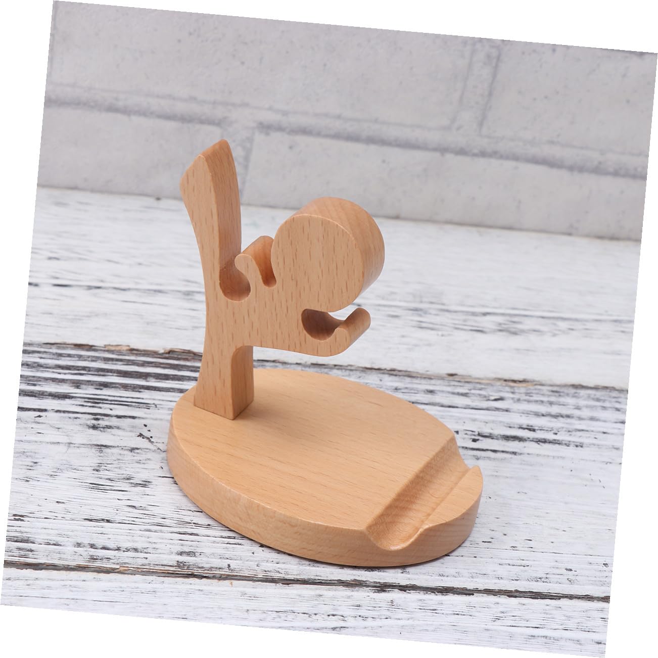 Hemobllo 2pezzi Supporto Telefonico Legno Creativo Forma Di Fu Kid Stabile e Antiscivolo Per Scrivania e Tavolo Base Resistente Per Smartphone e Tablet Design Cartone Originale