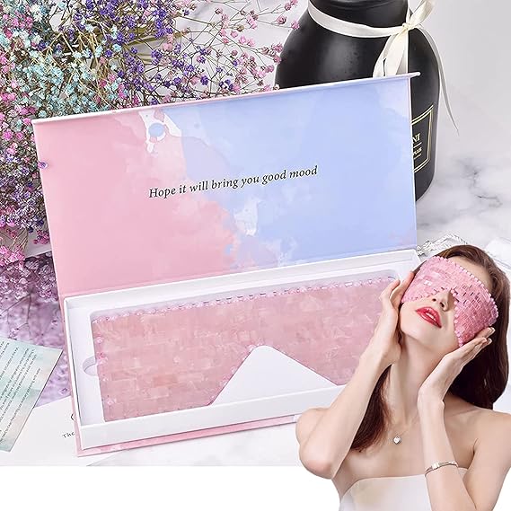 ideayard Rose Quartz Eye Mask, Cooling Natural Jade Premium AntiAging