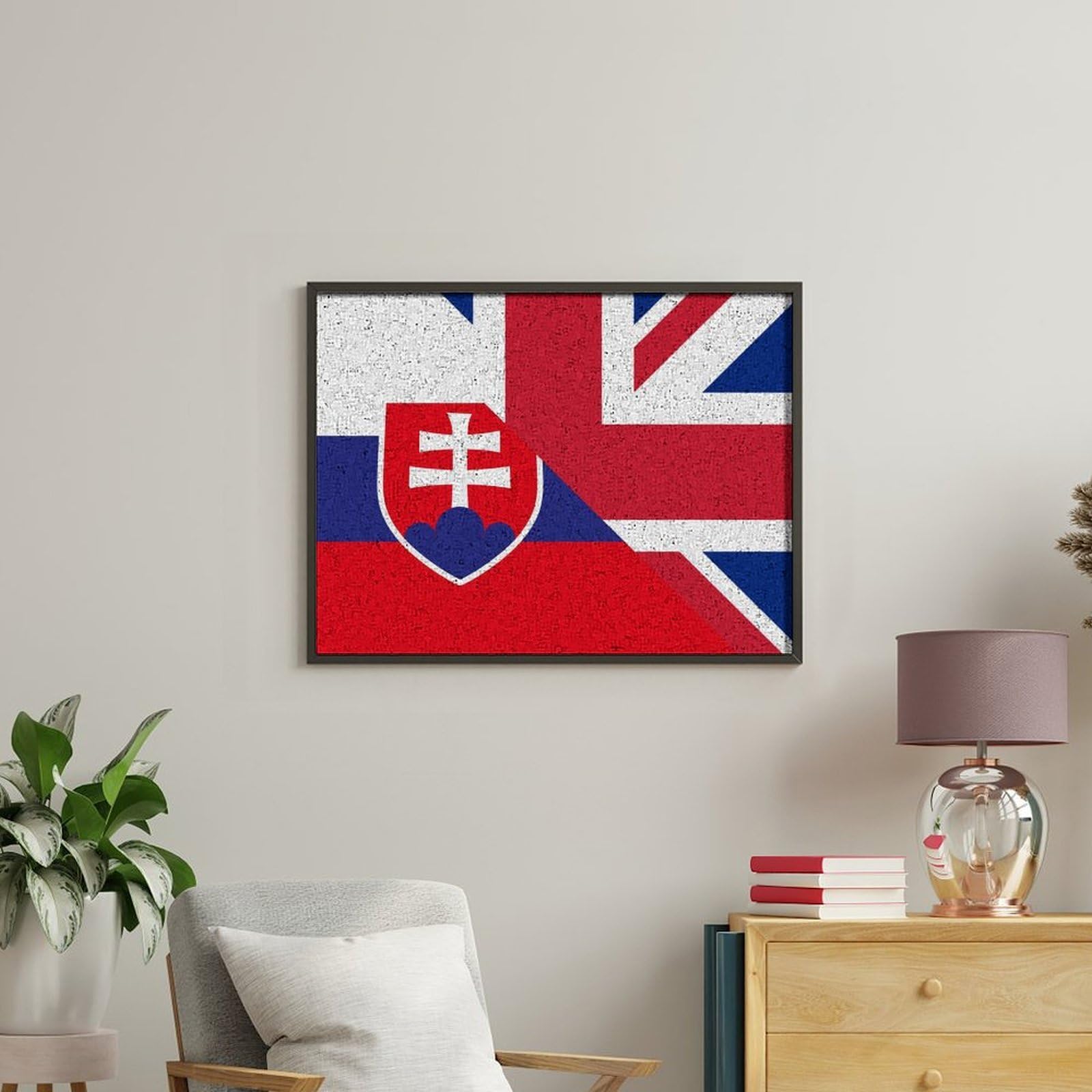 Lustiges Malen nach Zahlen für Erwachsene, Motiv: Birtische und Slowenien-Flagge, digitales Ölgemälde, Heimdekoration, Geschenk, 50 x 65 cm