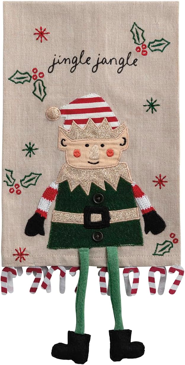 Mud Pie Christmas Elf Dangle Leg Towel