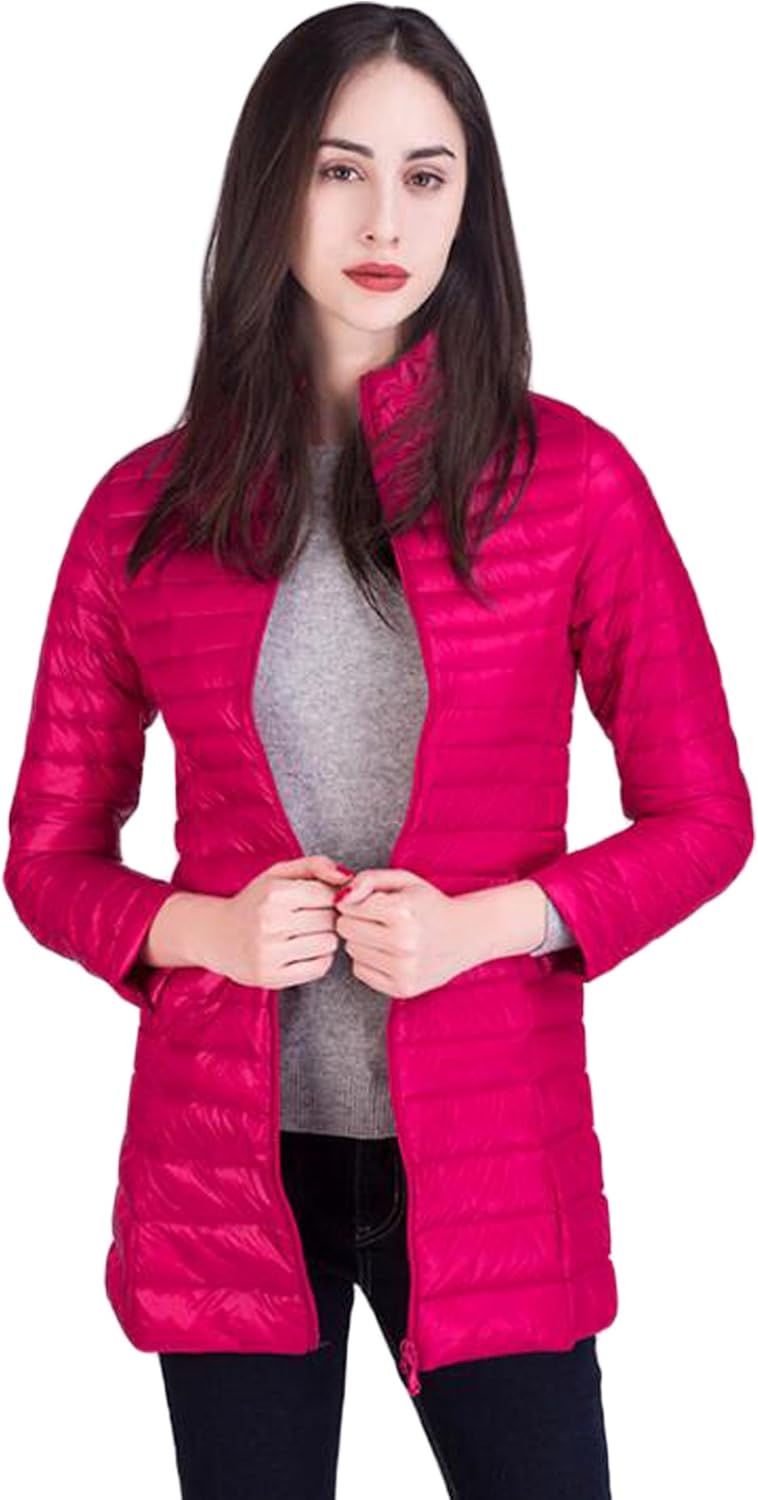 Women's Winter Packable Ultra Light Long Down Jacket Lightweight Waterproof Ladies Down Puffer Jacket Coat Parka