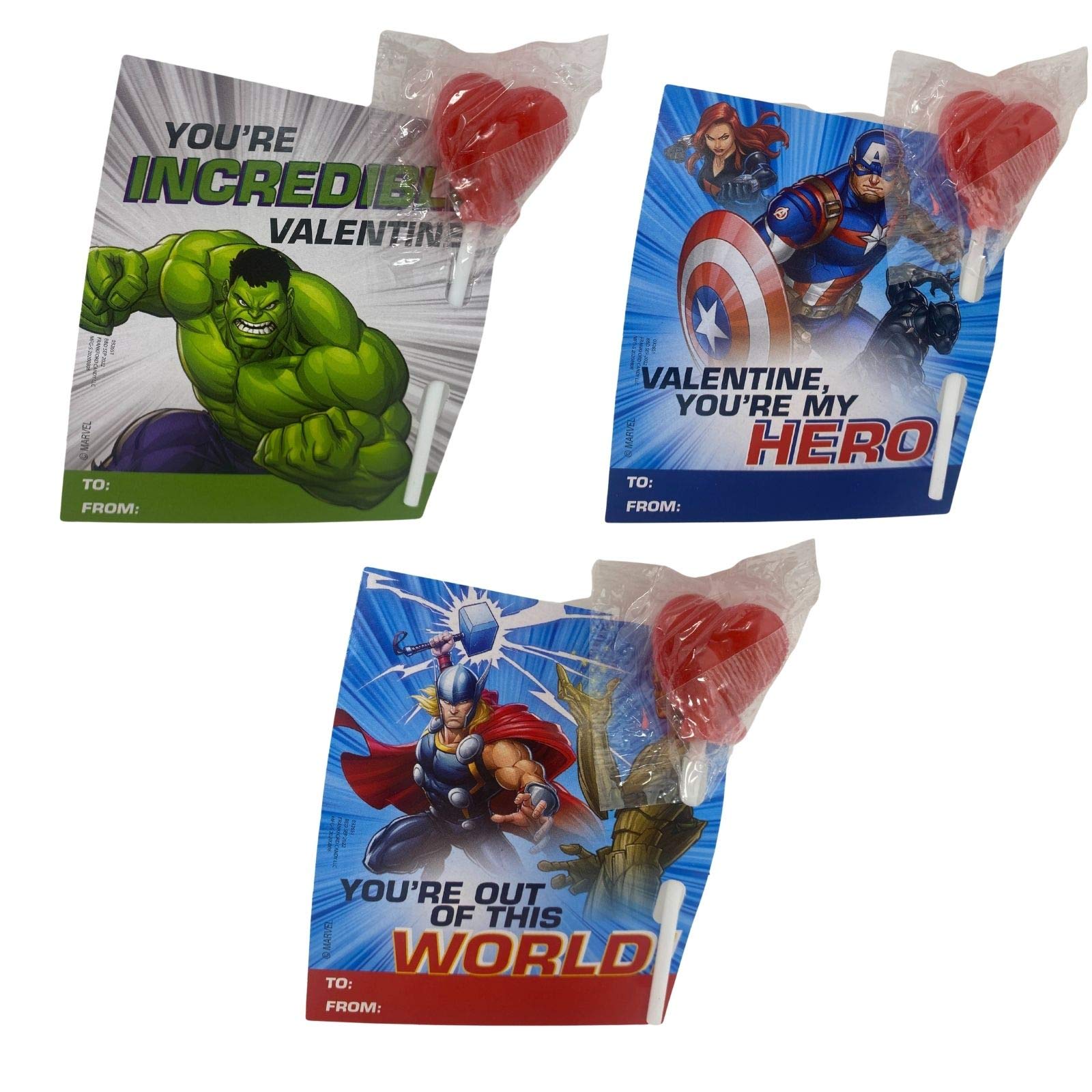 Amazon.com : Avengers Candy and Card Exchange Kit, Valentines Party  Supplies, Kid Valentine Cards, Box of 25 : Grocery & Gourmet Food