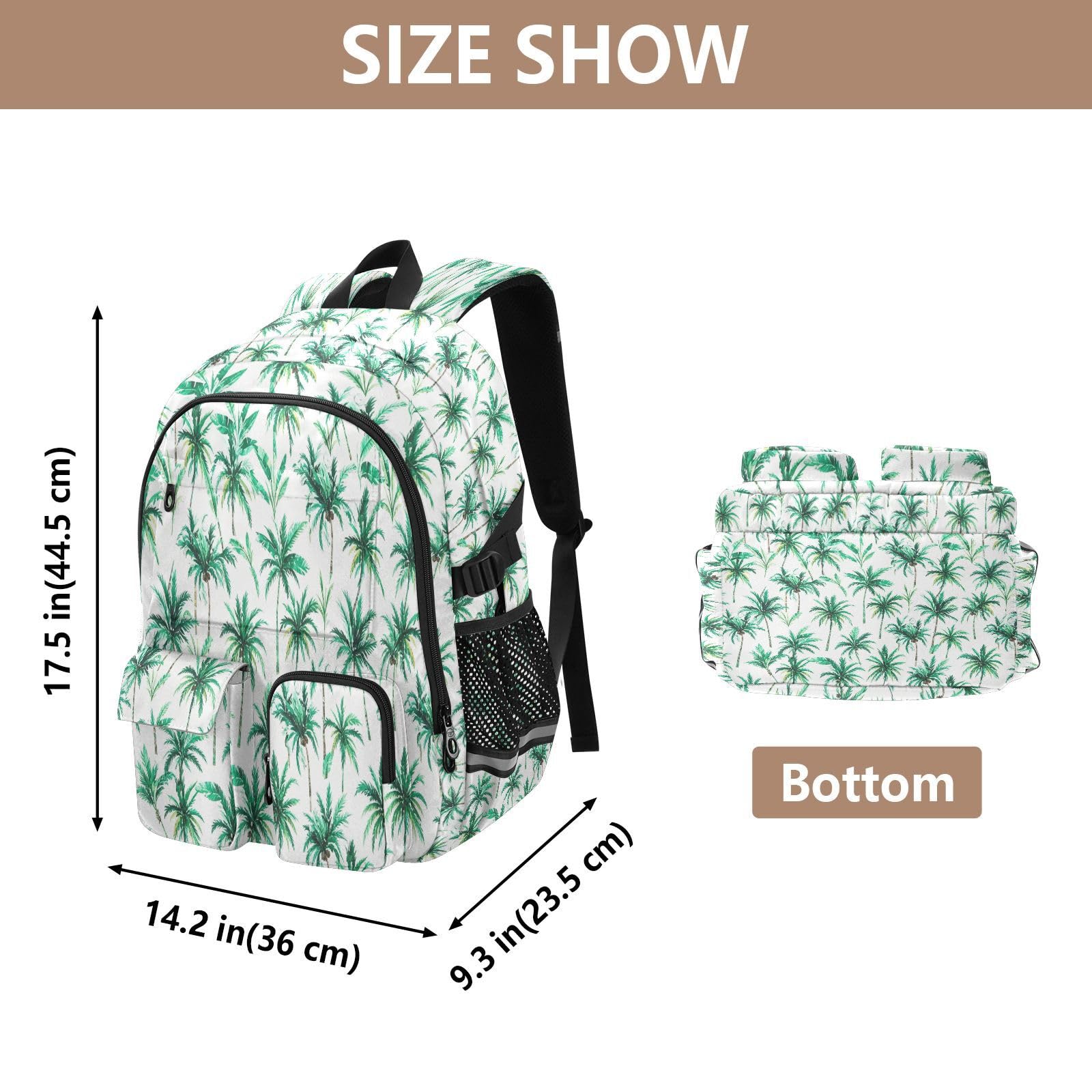 Rucksack mit Aquarell-Pflanzen und mehreren Taschen für Schule, Reisen, Outdoor, Uni, 44,5 cm (17,5 Zoll) Laptop-Rucksack für Damen und Herren