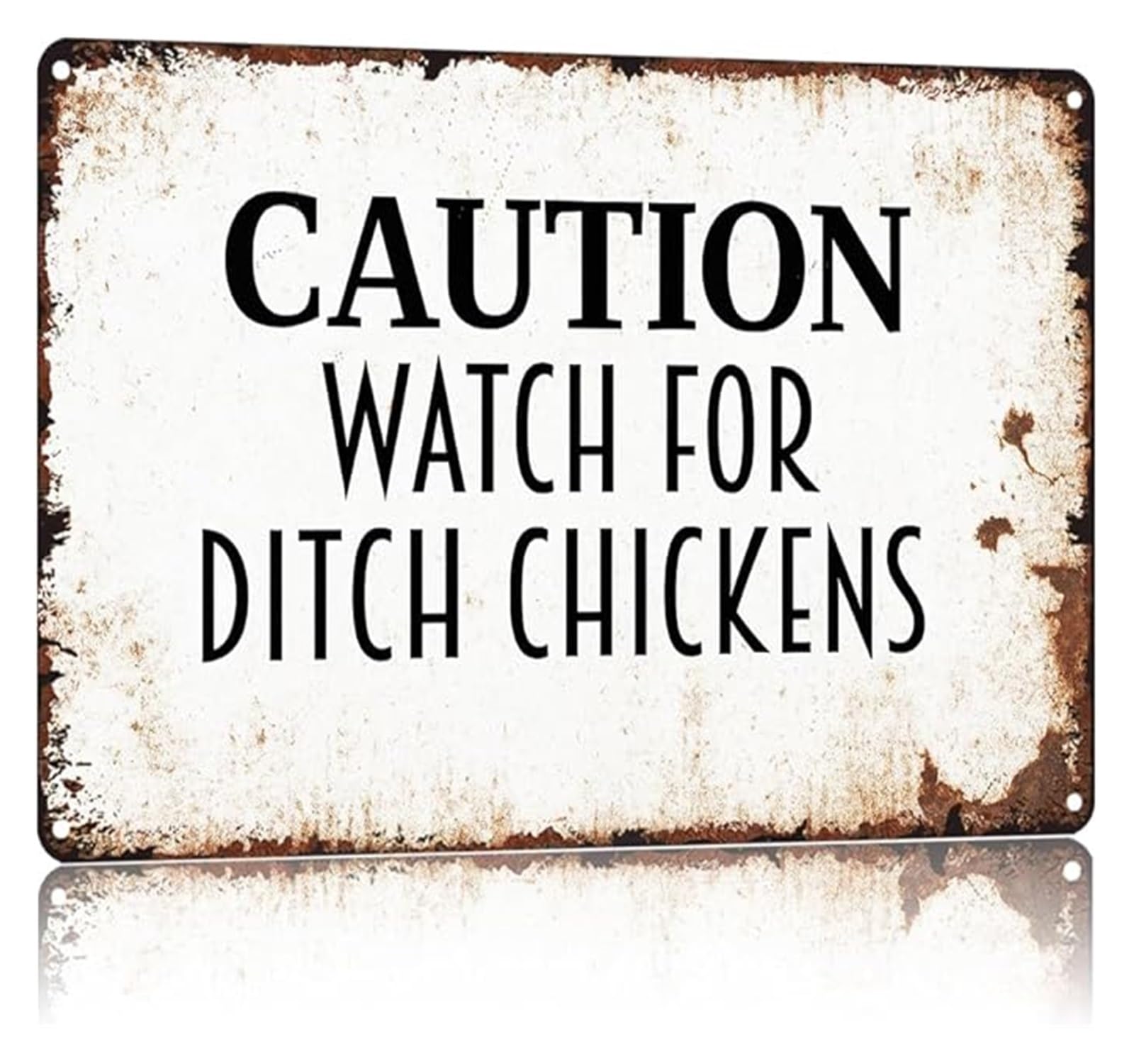 IDGTTLDF Country Humor Wall-Art Caution Watch For Ditch Chickens Metal Tin Sign Vintage Funny Sign for Farmhouse Porch Garage Man Cave Gift 8 X 12 in