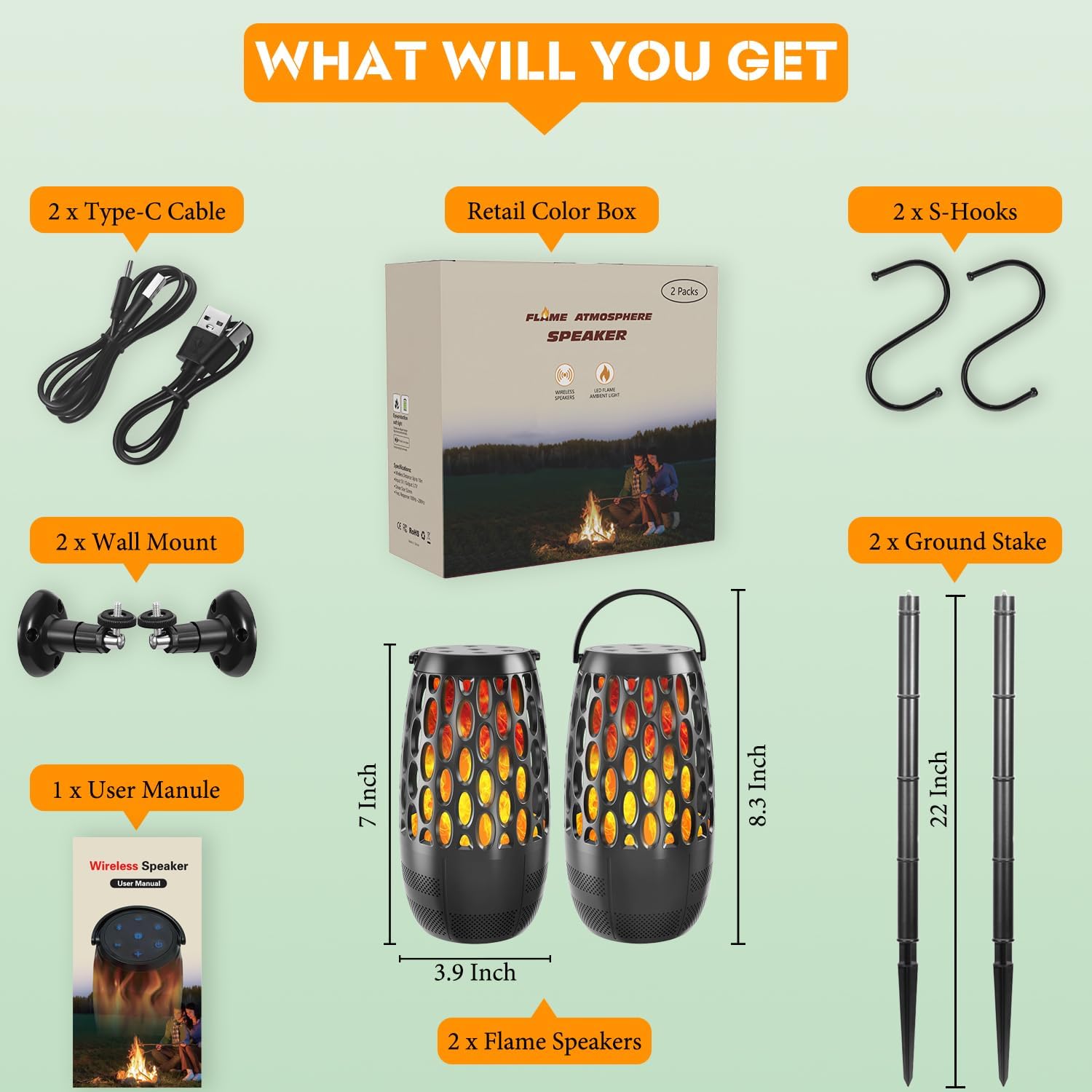 Upgraded Outdoor Bluetooth Speakers Patio with LED Lights – IPX6 Waterproof, Multi-Sync Up to 100 Speakers, Auto-Pairing, 3 Lighting Modes, Portable Patio & Garden Speaker, Ideal Gift for Men, Women - Image 7