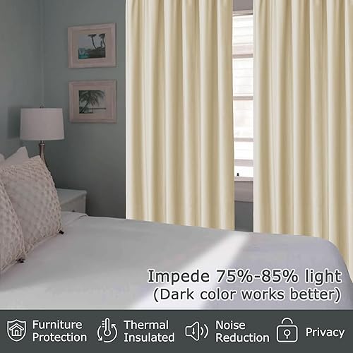 Miniatura 7 de Frelement Cortinas de terciopelo de 132 pulgadas de largo, cortinas de oscurecimiento de habitación para ventanas altas y altas, paneles de ventana