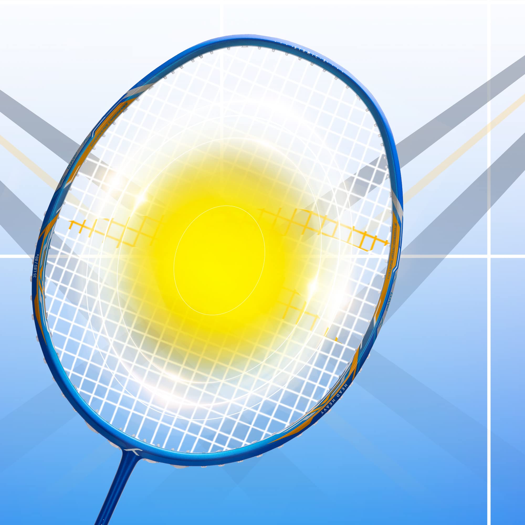 Hundred Atomic-X 35 SPD Carbon Fibre Strung Badminton Racket mit Full Racket Cover