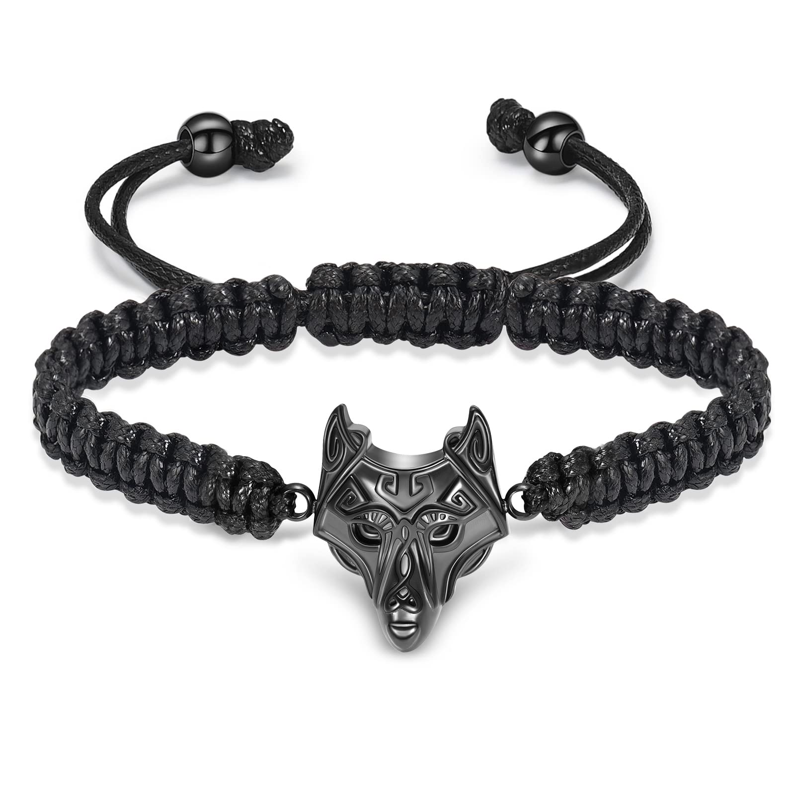 Yinplsmemory Cremation Bracelet For Ashes - Men's Adjustable Wolf Head Urn Bracelet, Silver Stainless Steel - View #7