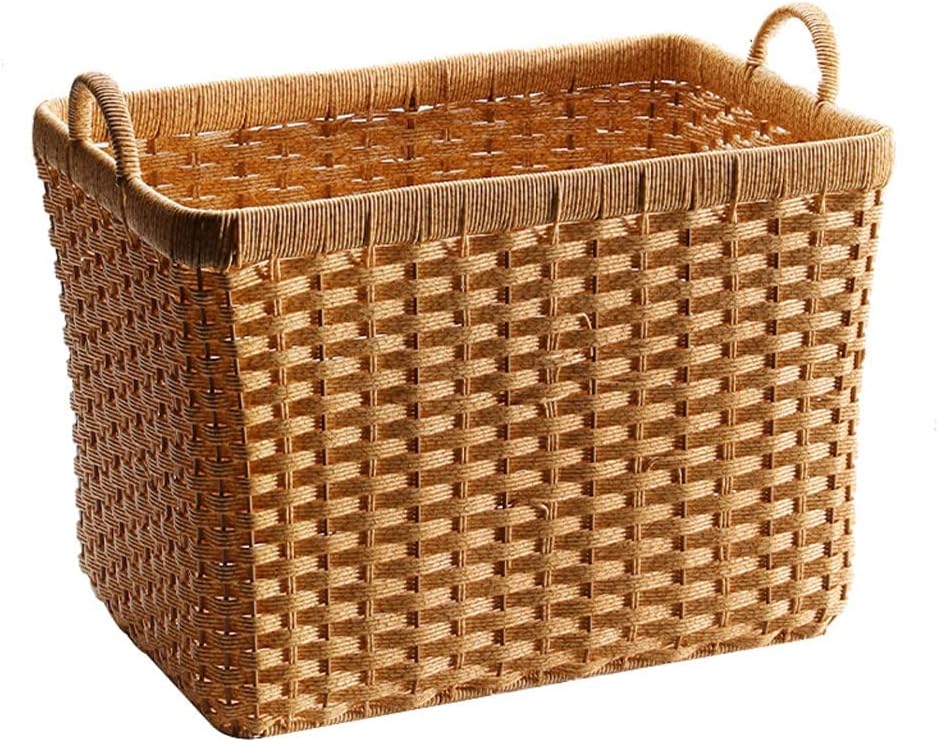 Dirty Clothes Basket Imitation Rattan Dirty Clothes Basket Hotel Bathroom Laundry Basket Dirty Clothes Storage Basket (47.5 * 32 * 28cm)