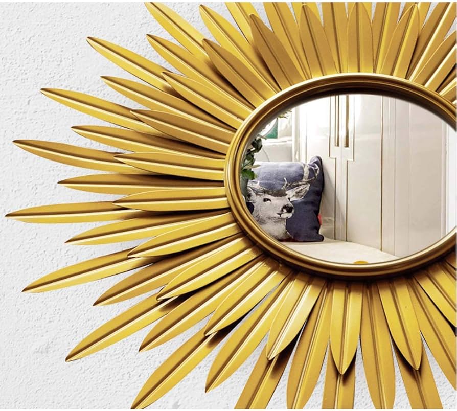 Amazon.co.jp: 装飾ミラー、ヨーロッパとアメリカの黄金の丸い鉄の太陽