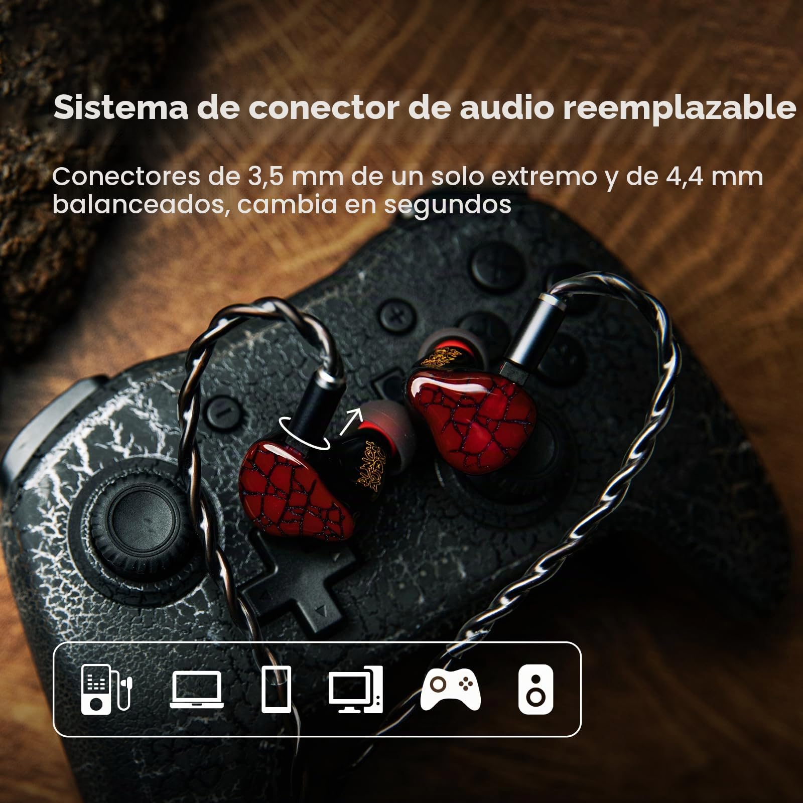 Linsoul Punch Audio Martilo In Ear Monitor,Auriculares IEM para Basshead con Controlador Híbrido 1Planar+2BA+2DD,Audífonos HiFi con Cable,con Precisión para Monitoreo de EDM Hip-Hop