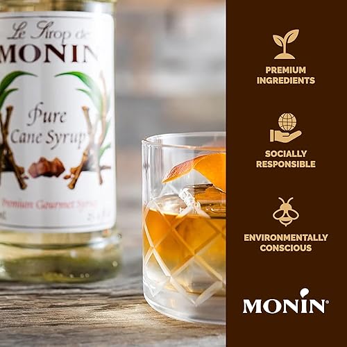 Vista 4 de Monin - Pure Cane Syrup, Pure and Sweet, Great for Coffee, Tea, and Specialty Cocktails, Gluten-Free, Non-GMO (750 ml)