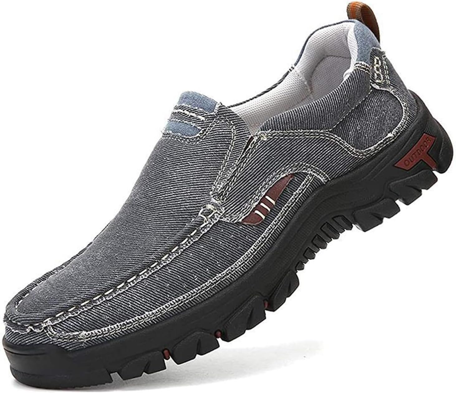 Men's Slip-On Outdoor Casual Canvas Shoes,Comfort Breathable Denim Non-Slip Arch Support Moc Travel Hiking Loafers - Image 6