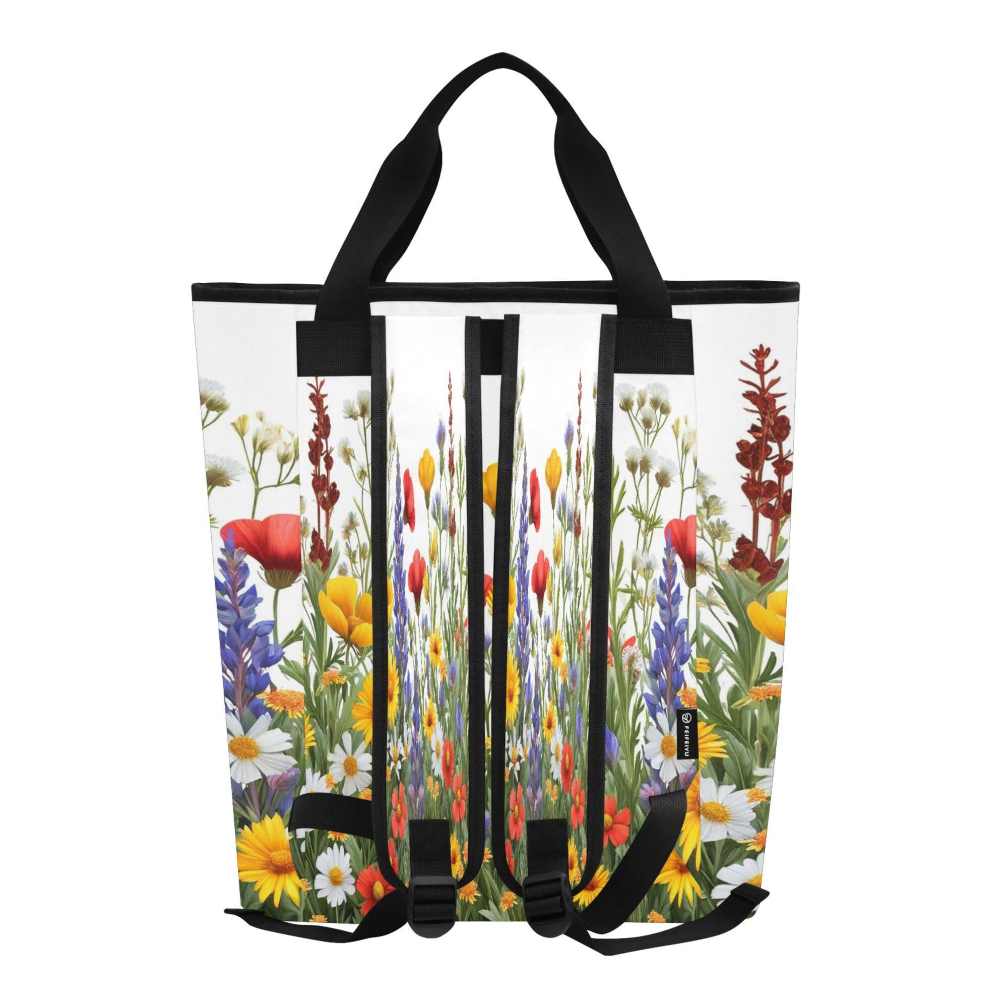 PYBUG Wild Flower Reusable Insulated Backpack 36 Cans,Large Leakproof Portable Cooler Tote Organizer for Office Picnic Hiking Beach BBQ