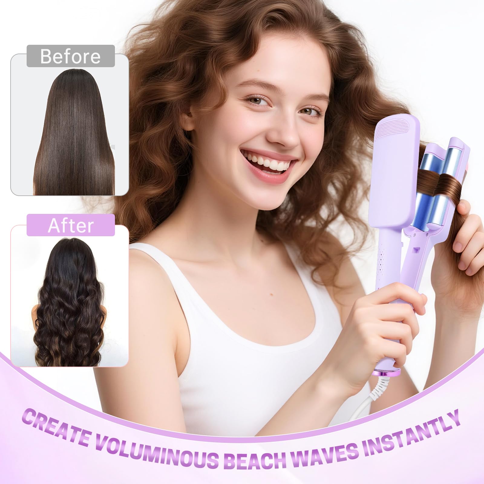Fer à Boucler 32mm, Boucleur Cheveux avec 4 Températures, Revêtement Céramique, Chauffage Rapide