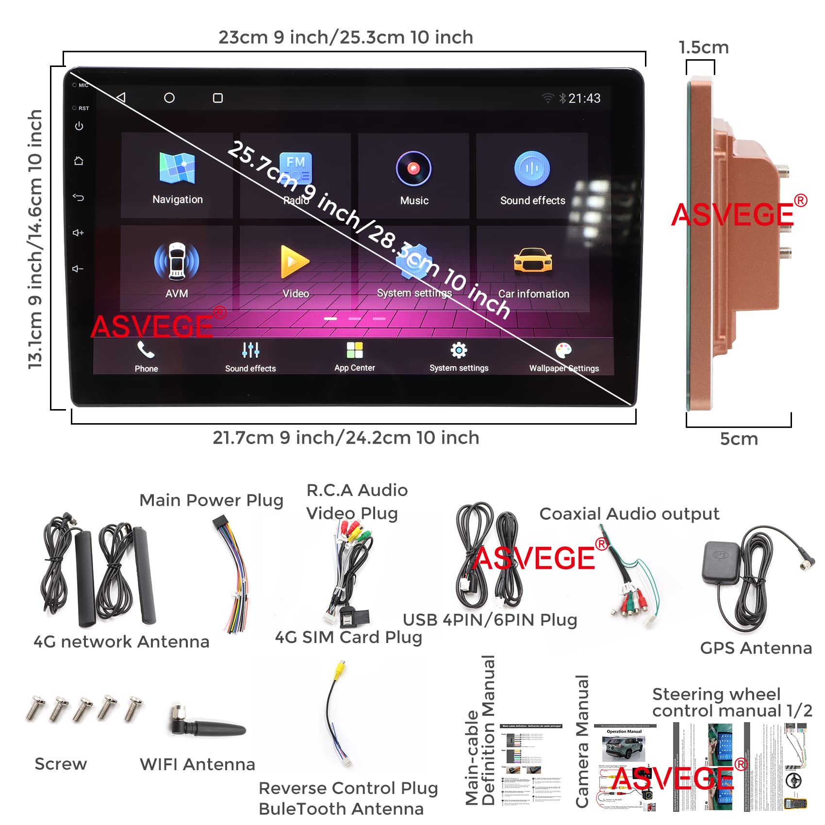 Amazon.com: Universal 9 inch 4G+64G Qualcomm CPU Android Radio Car