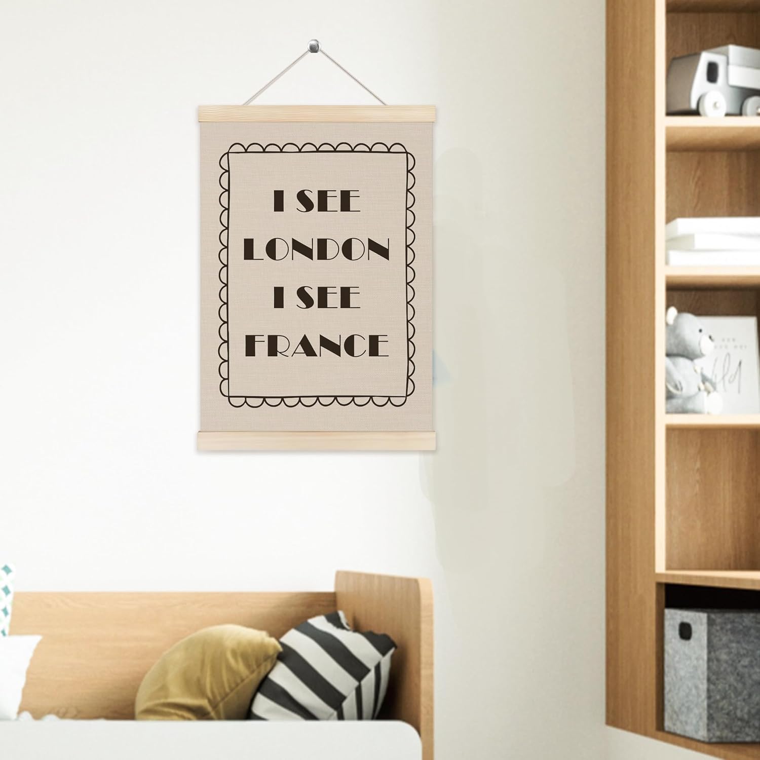 Welshower Funny Bathroom Poster Hanger Frame, Beige and Black Humorous I See London I See France Wall Art Prints Decor for Kids Bathroom Powder Room Washroom Restroom, 12x16 Inch image 5