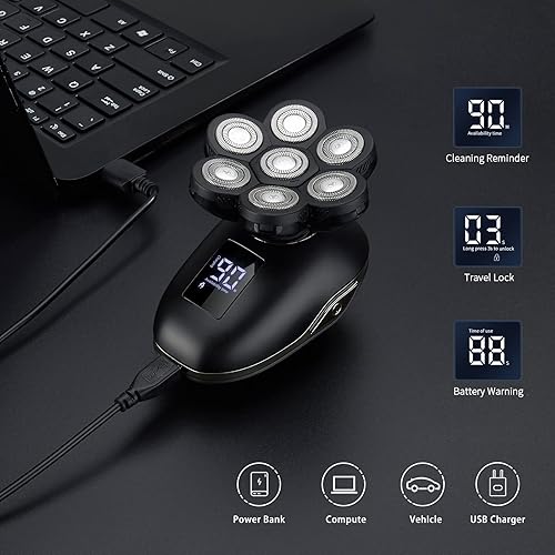 Miniatura 6 de Afeitadoras de cabeza para hombres calvos+cabezales de repuesto UPTARD 7D