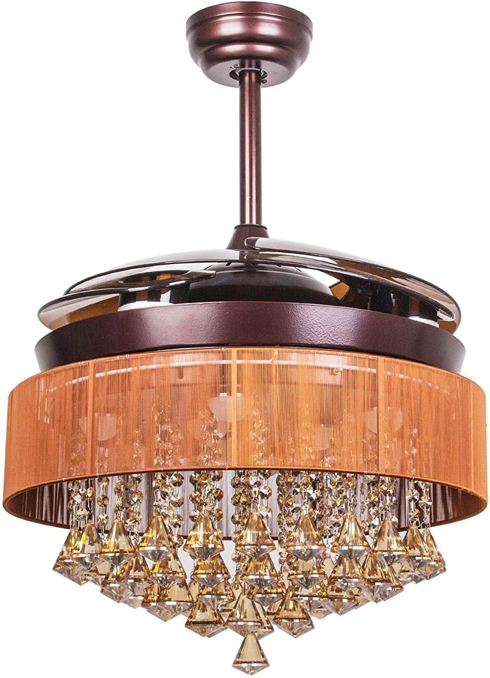 GJWB Ceiling Lights Home Decorative Lighting Pendant Lamp, LED ceiling retractable blade modern crystal ceiling fan Home Decorative Lighting Pendant Lamp, Nordic children's room living room invis