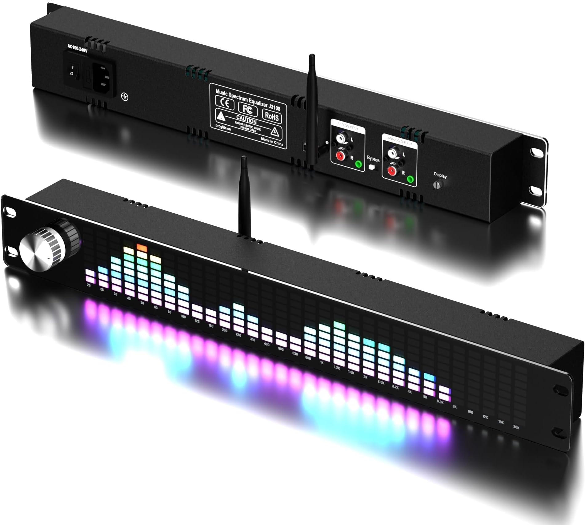 Generic Audio Spectrum Analyzer, Dual Channel 15-Band Equalizer Home Audio, Digital Graphic Equalizer, Home Stereo Equalizer, Real Time Frequency Level Display, 31-Segment, with Remote Control