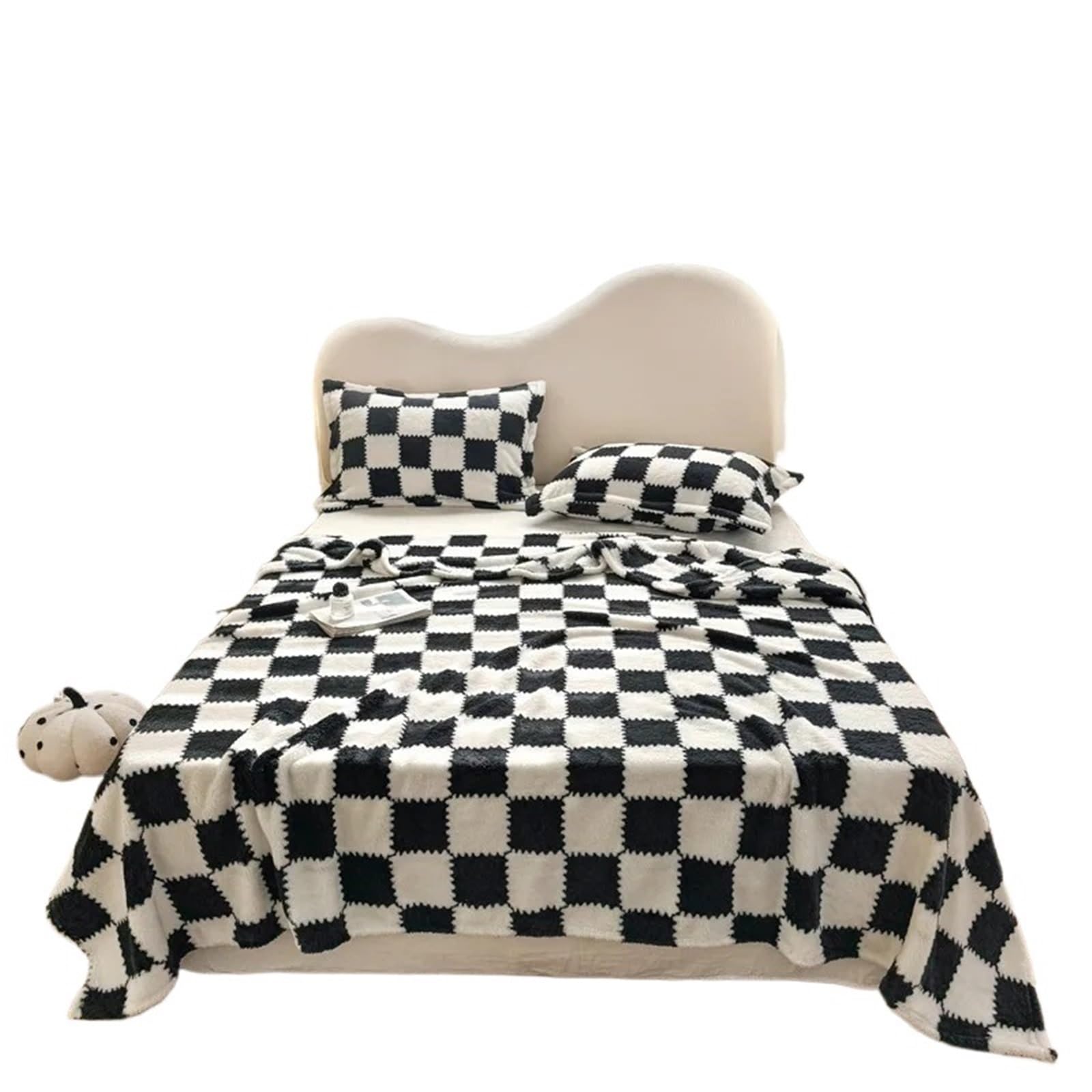 KiddiBubzi Super Soft Throw Blanket Silky Flannel Fleece 3D Checkered Lightweight Bed All Season Use(Color 2,120x200cm)
