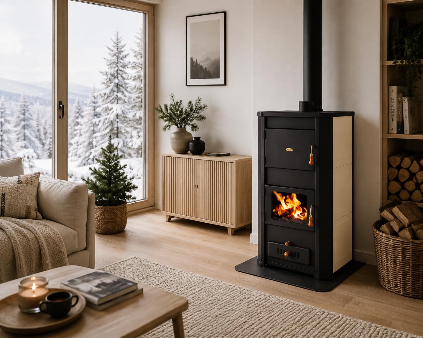 Prity WD W29 - Stufa a legna, scaldabagno, 29 + 8 kW