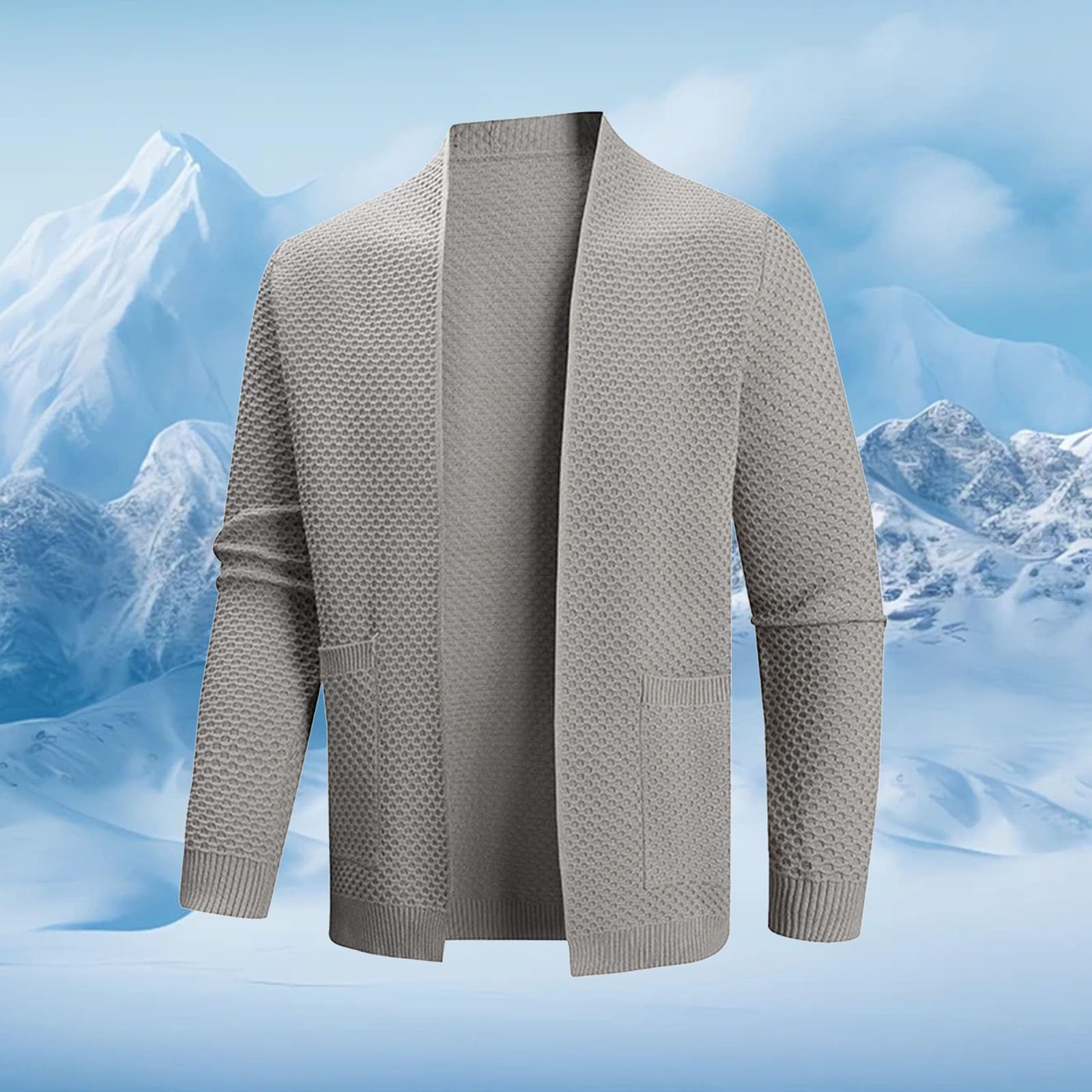 Strickblazer für Herren Offene Vorderseite Cardigan Pullover Herbst Winter Elegant Strickjacke Warm Bequem Sakko Schmale Passform Lässiger Sport Mäntel mit Taschen