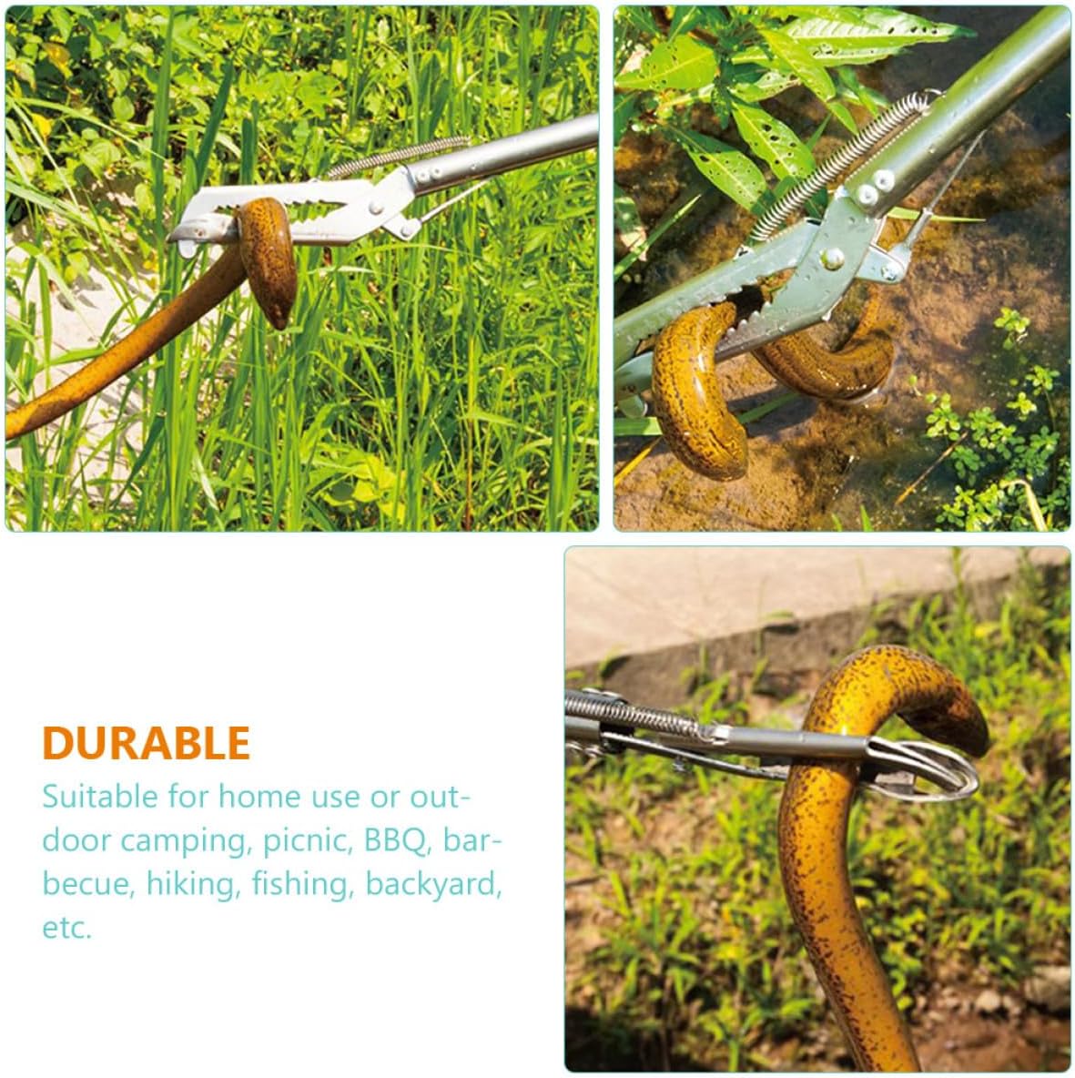 Stainless Steel Outdoor Crab Clamp with Non-slip Teeth Sturdy Eel and Loach Clip for Fishing Camping Bbq Picnic and Seafood Handling Tool