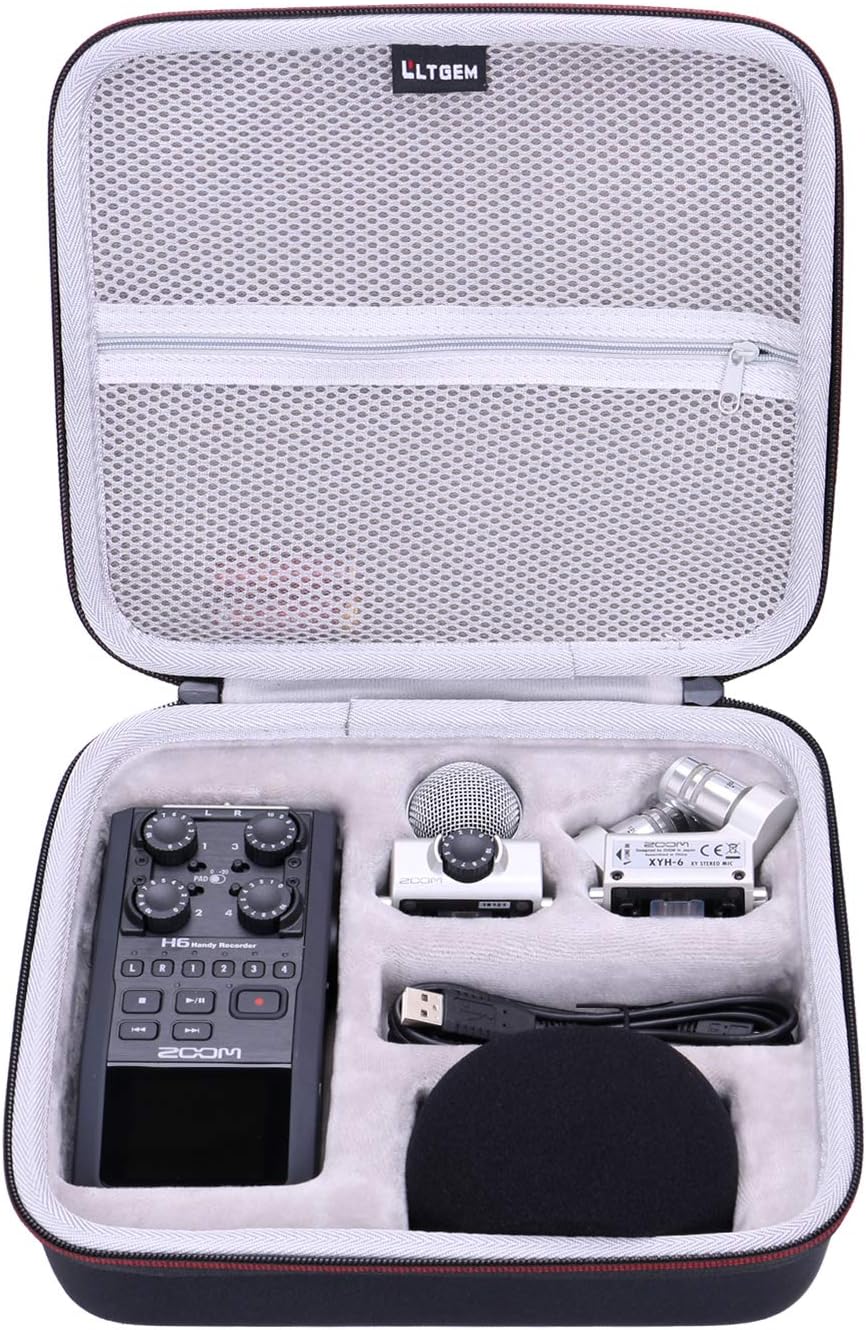 LTGEM EVA Hard Case for Zoom H6, Fits Charger, Cable and Other Accessories