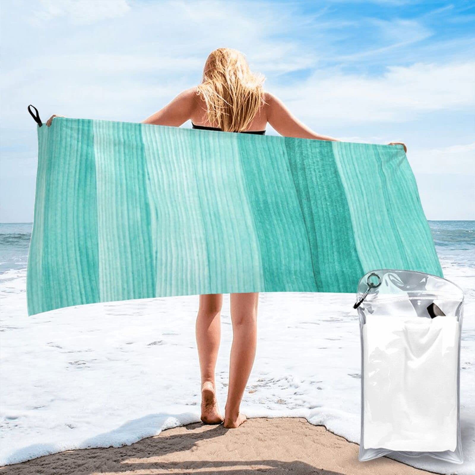 Lawenp Planks Microfiber Beach Towel Adults Large Quick Drying Bath Towel Travel Towels with Pouch 31.5"x63"