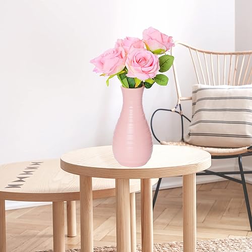 Miniatura 4 de Paquete de 2 jarrones de plástico compuesto, jarrón irrompible de aspecto de cerámica para centros de mesa de decoración del hogar, arreglar ramos