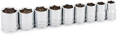 Titan 62002 12" Drive SAE Juego de llaves de vaso de 6 puntos, 9 piezas (12" - 1")