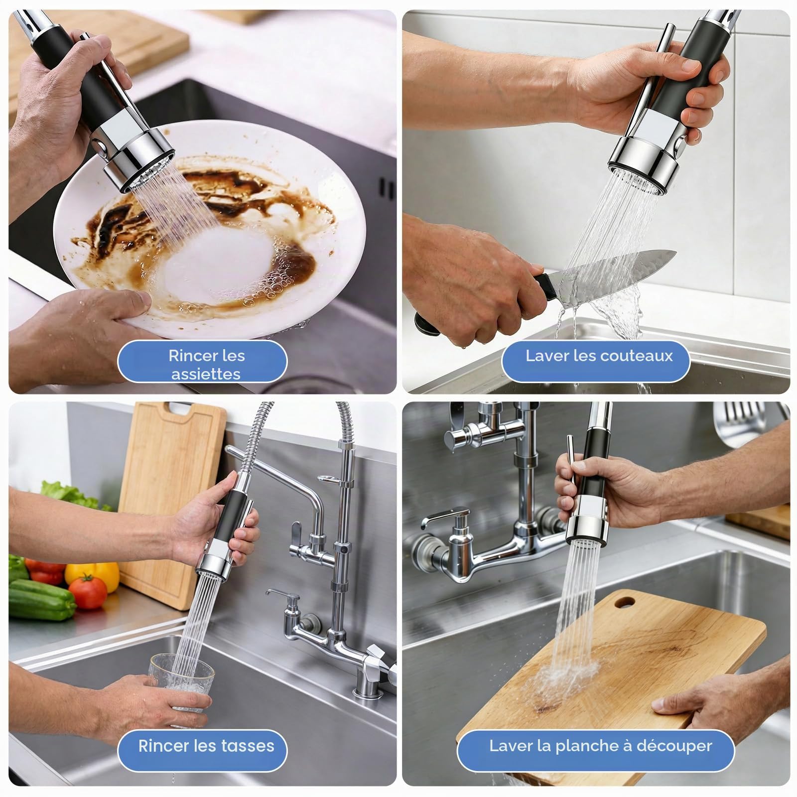 KULACO Douchette professionnelle pour gastronomie, Noir | tête de rechange en laiton pour douchette à vaisselle pour évier de cuisine 1/2" filetage standard pour cuisine/restaurant