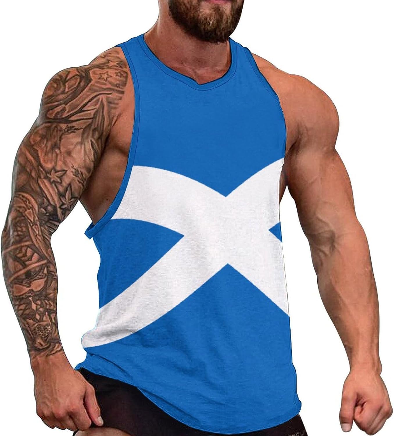 Mens Tank Tops Summer Sleeveless T-Shirt Puerto Rico Flag Casual Funny Gym Workout Tank Top