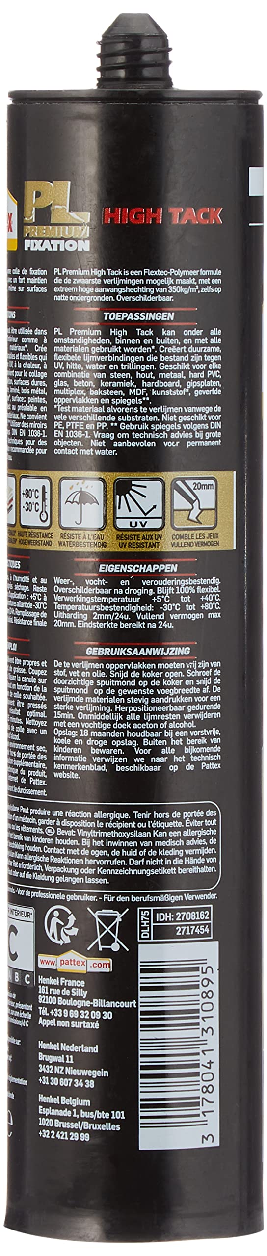 Pattex Ni Clou Ni Vis Tous Matériaux Crystal, Colle De Fixation De Haute Qualité, Mastic