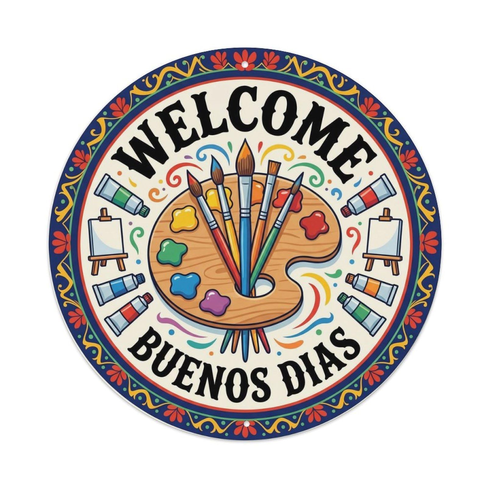 Vintage Welcome Studio Hanging Metal Tin Sign