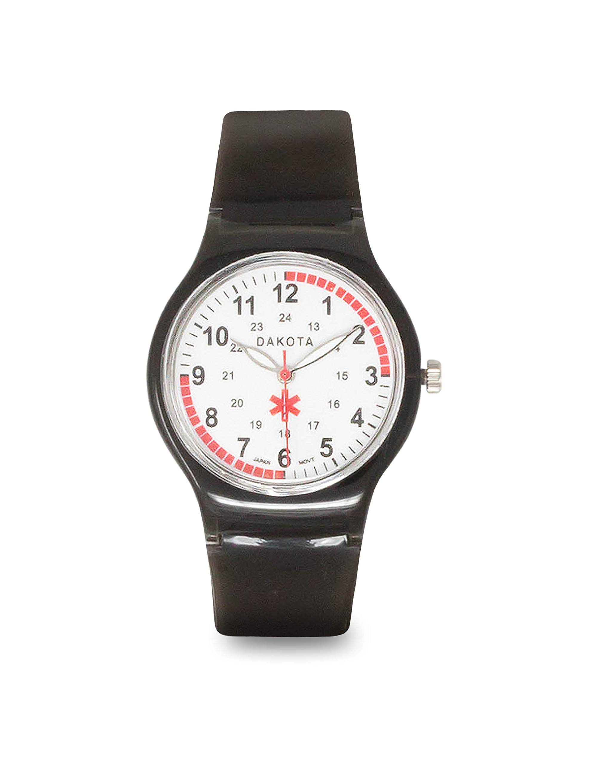 Dakota Dakota Easy Clean Water Resistant Plastic Nurse Watch with Lightweight Translucent Color Band (Black) (B07GJSRK1J) Amazon Price History, Amazon Price Tracker