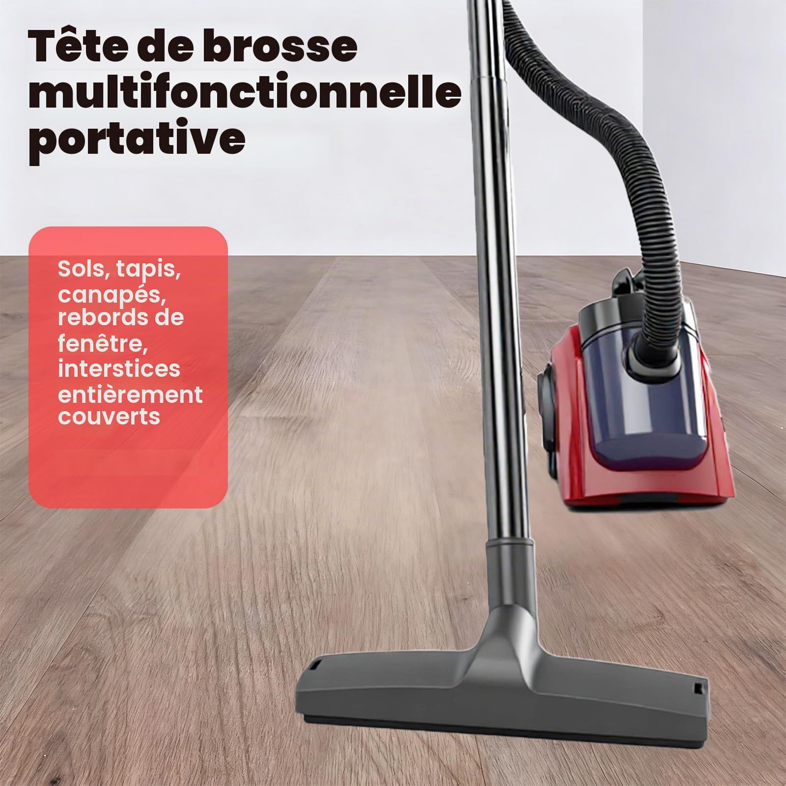 Aspirateur sans Sac 1000 W sans Sac avec Forte Puissance d'Aspiration Tête de Brosse 2 en 1 pour Tapis, Sols Durs et Poils d'animaux