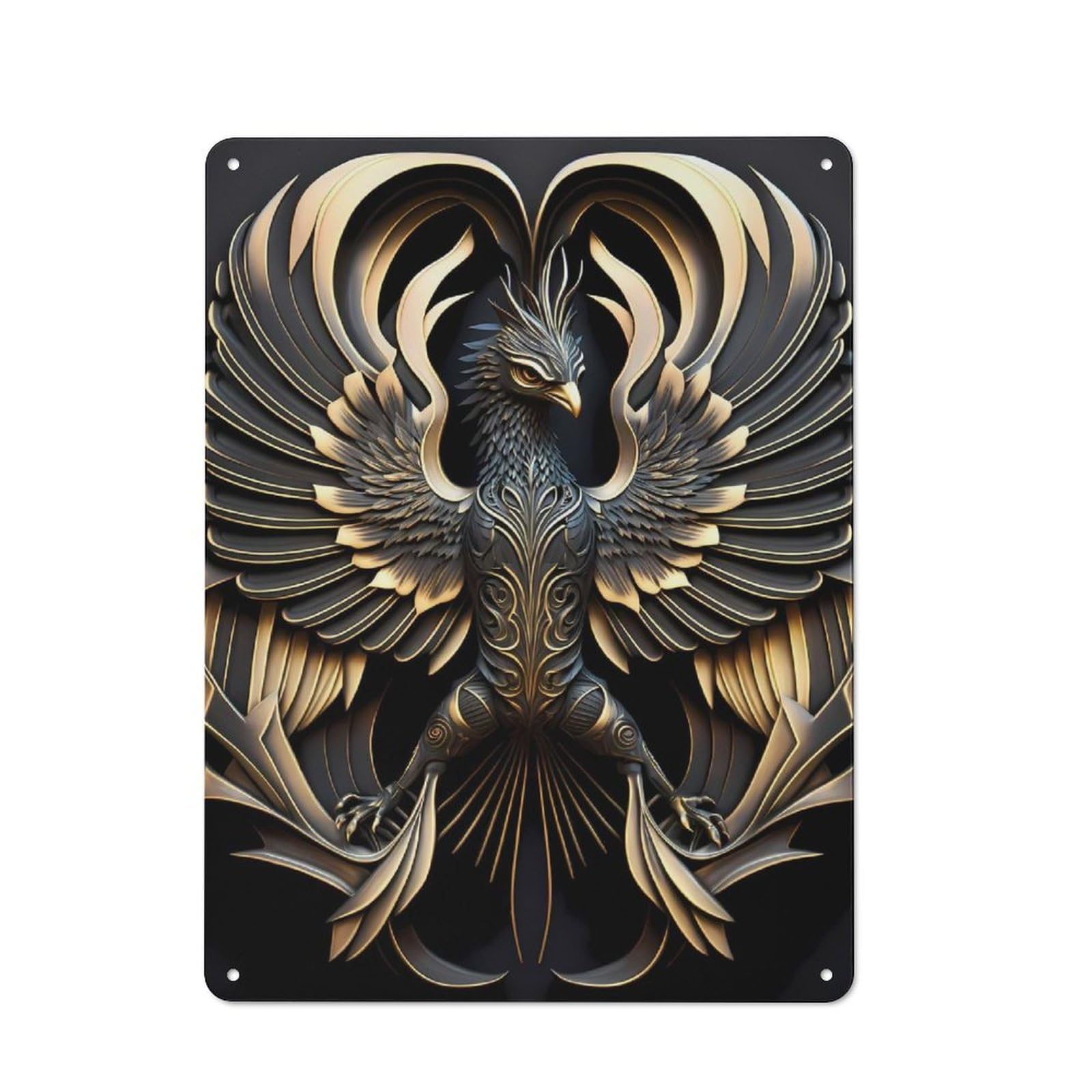 Vintage Tin Wall Sign 40x30cm Featuring King Of King Wings Phoenix, Room Wall Plaque for Flat, Dorm Room, Lounge Or Cafe