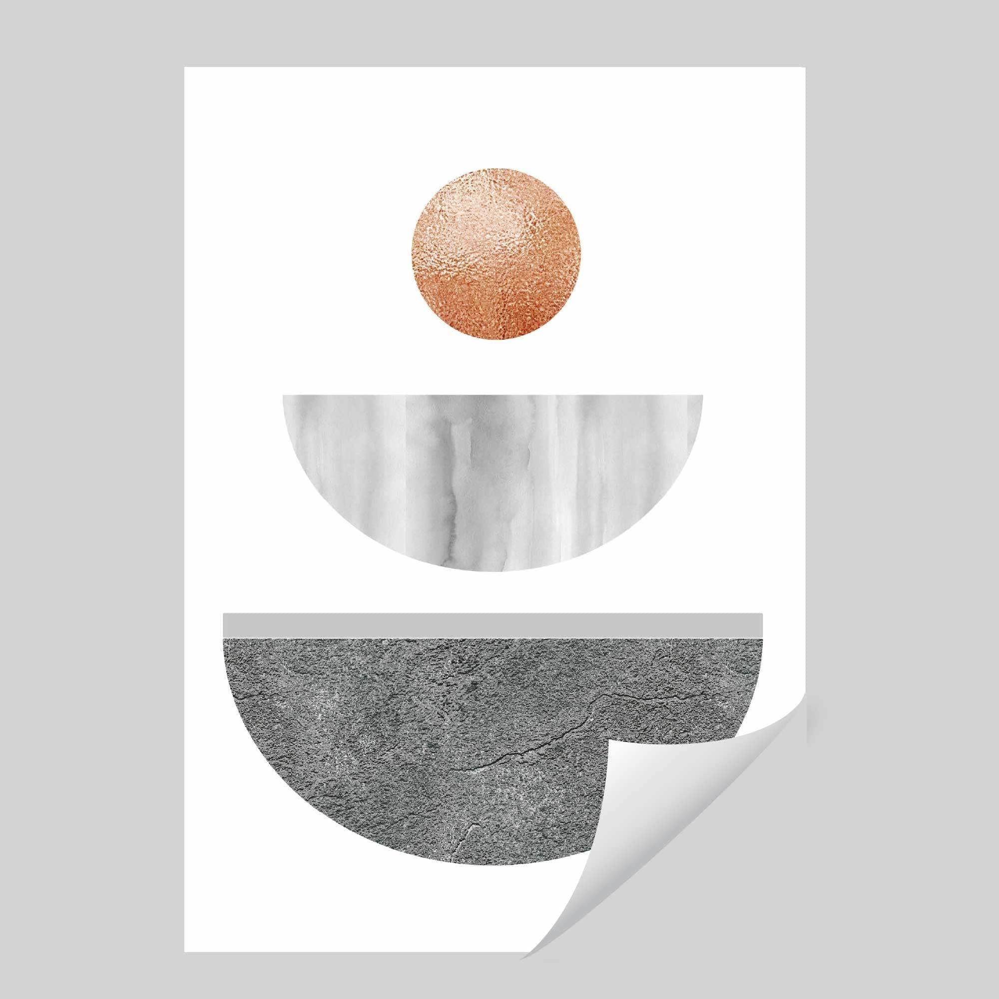 Artze Wall Art Grey and Copper Textured Geometric Art Prints 3-Piece Set, 50 cm Width x 70 cm Height, Grey/Copper, 50 x 70 cm - Image 3